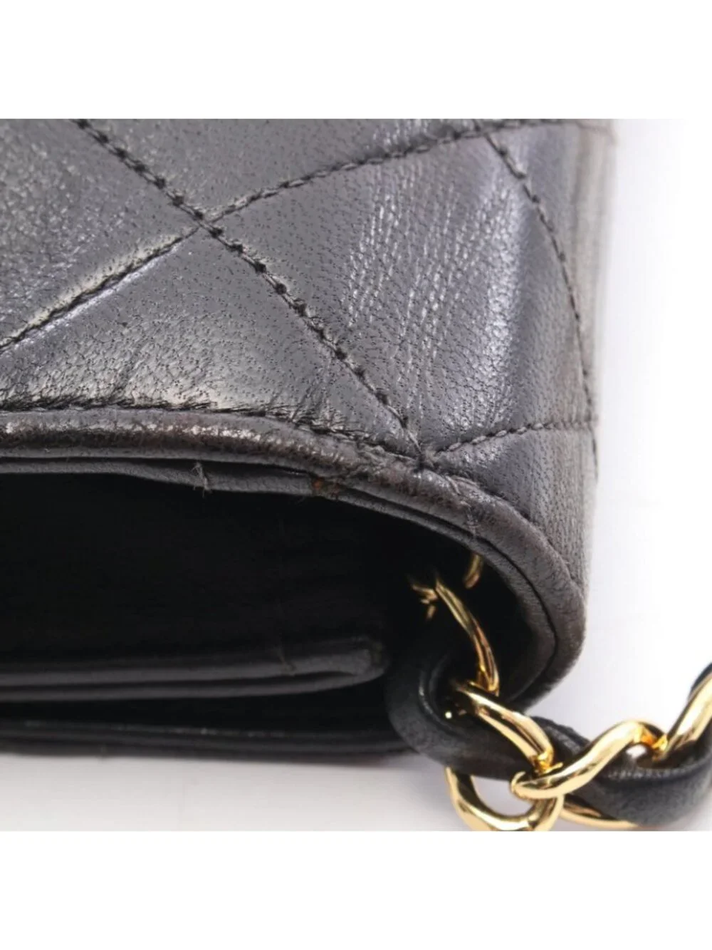 Chanel Shoulder Bag Full Flap Quilted Black Lambskin Chain